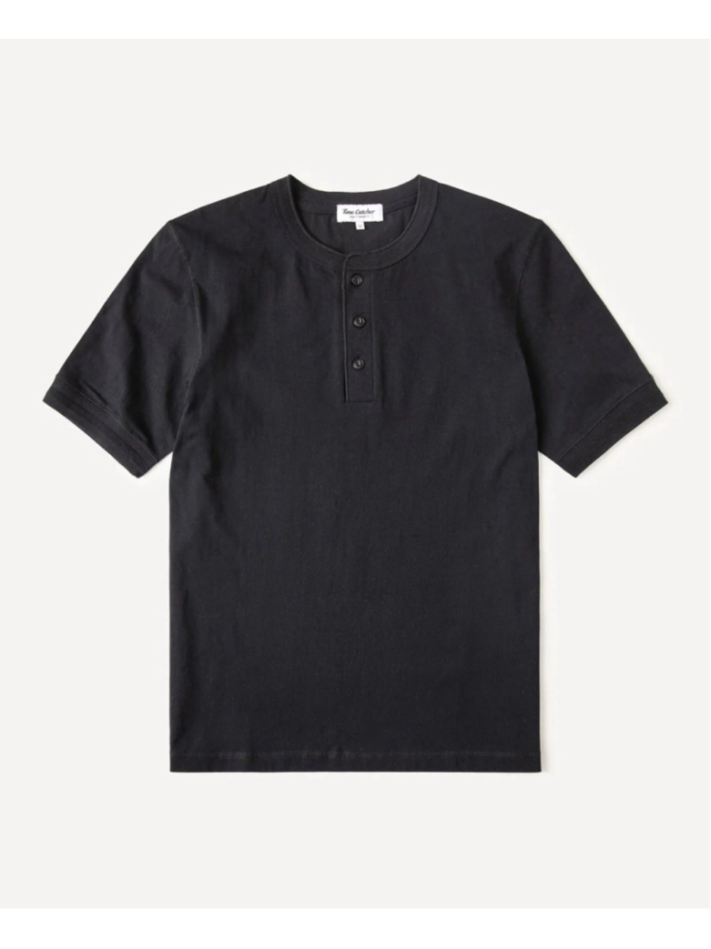 Heavyweight Cotton Tubular Short-Sleeve Henley Shirt M